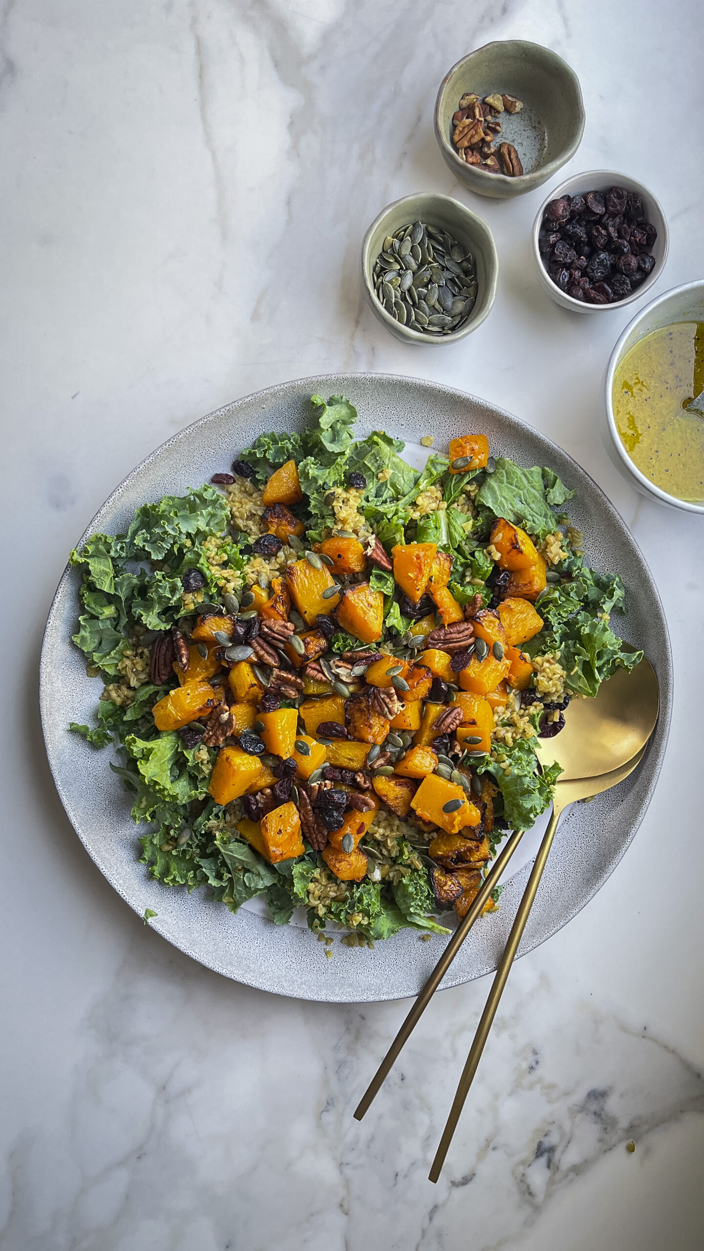 Roasted Pumpkin, Freekah and Kale Salad